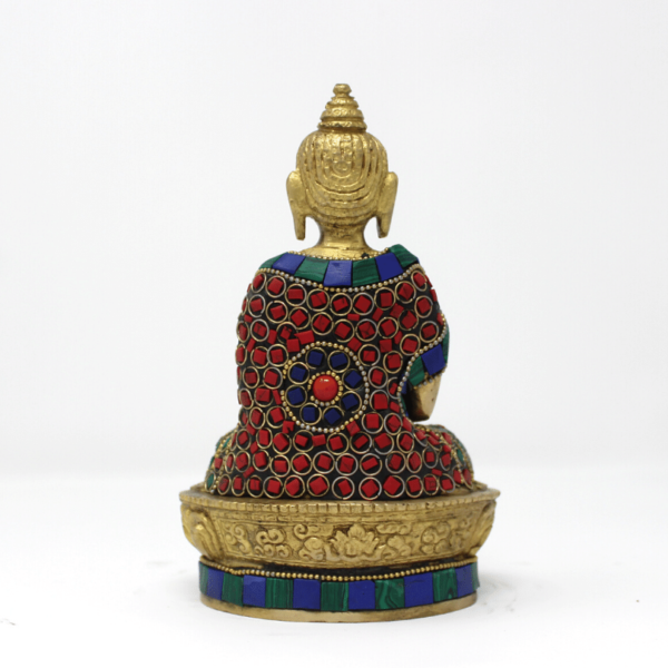 Pure Brass buddha murti statue colourful meenakari stonework idol ooparwala