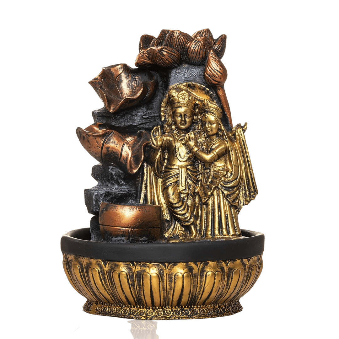 radha krishna water fountain with lights for home office vastu