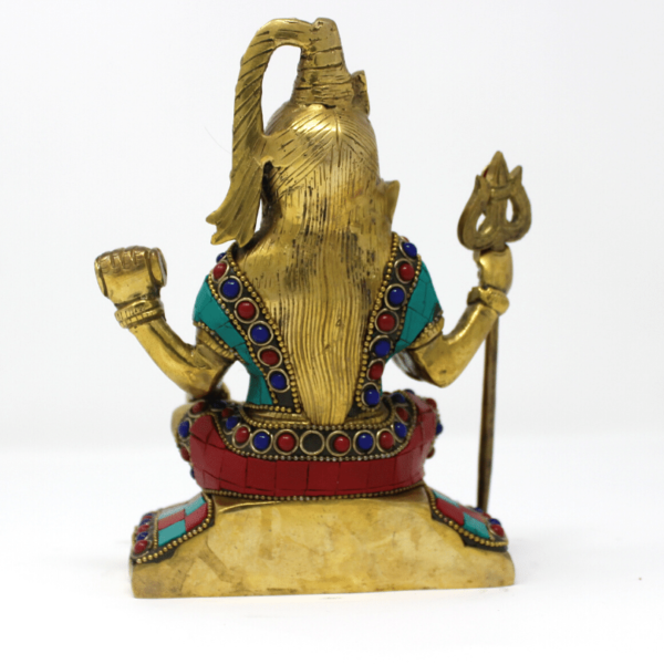 Pure Brass Shiva murti statue colourful meenakari stonework Shiv idol