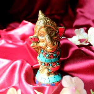 Pure Brass small ganesha statue fine colourful meenakari stonework ganpati idol