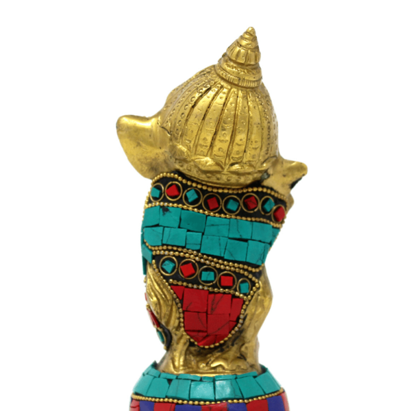 Pure Brass small ganesha statue fine colourful meenakari stonework ganpati idol