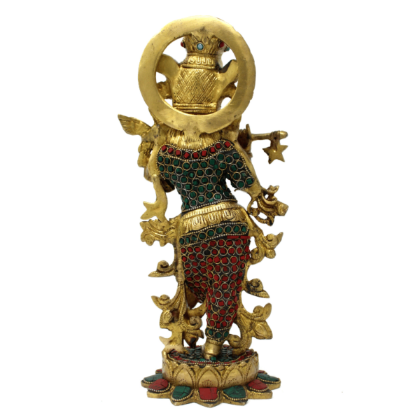 Pure Brass Krishna murti statue colourful meenakari stonework idol ooparwala