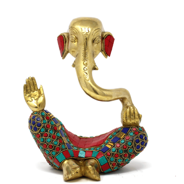 Pure Brass Ganesha Big Statue Fine colourful meenakari stonework gifting Ganpati