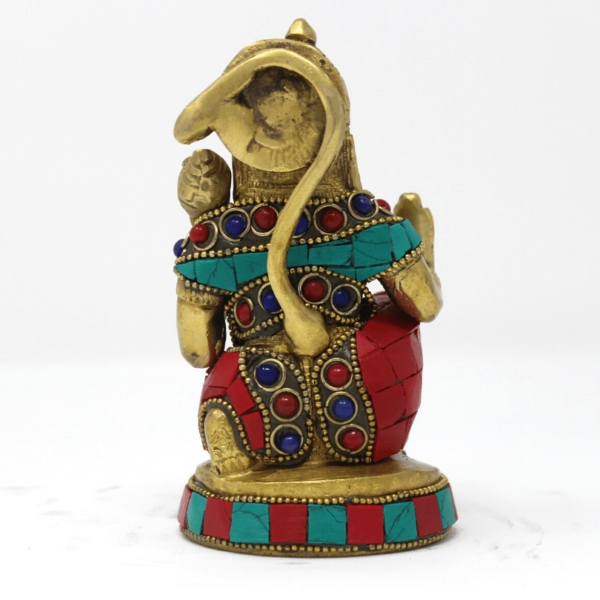 Pure Brass Hanuman statue fine colourful meenakari stonework idol