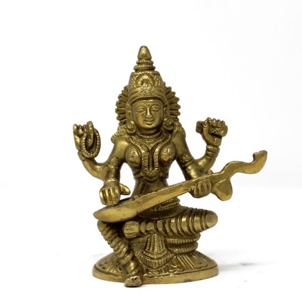 Pure Brass Maa Saraswati statue fine idol