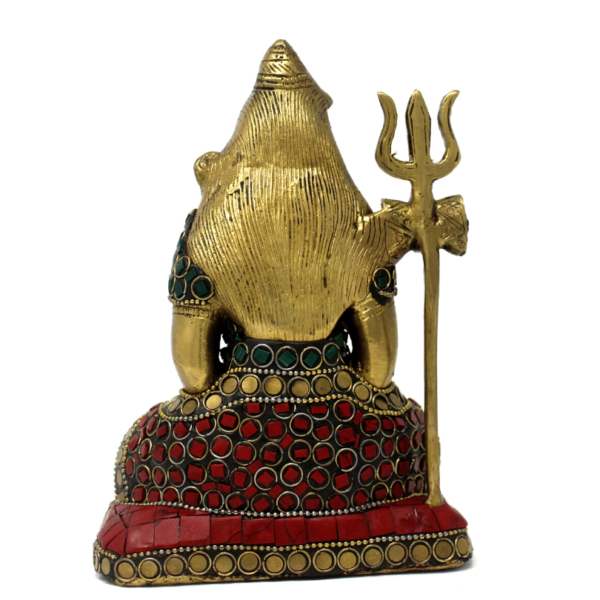 Pure Brass Fine Shiva statue colourful meenakari stonework Shiv idol