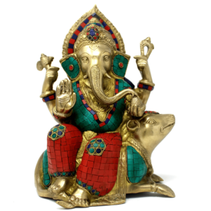 Pure Brass Ganesha Big Statue Colourful Meenakari stonework Ganpati