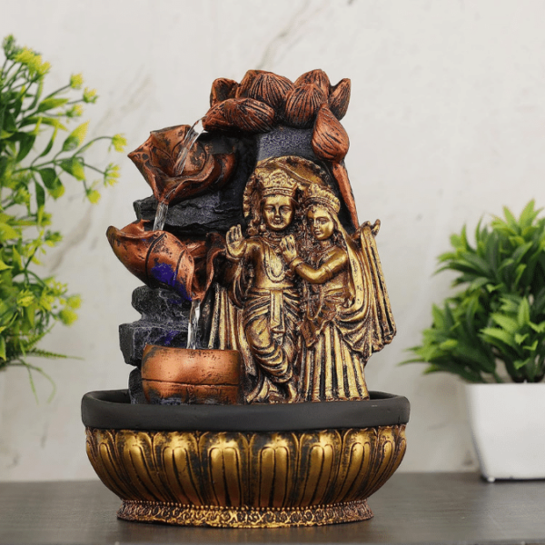 radha krishna water fountain with lights for home office vastu