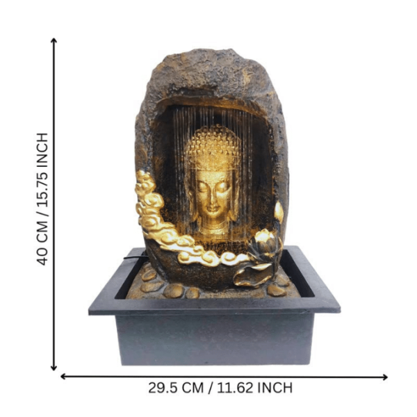 gautam buddha water fountain with lights for home office vastu