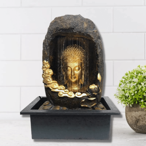 buddha water fountain with lights for home office vastu