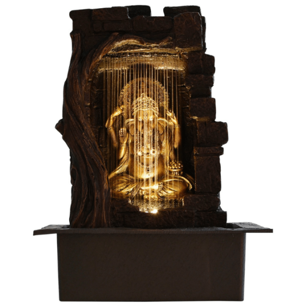 ganesha water fountain with led light for home office decor vastu