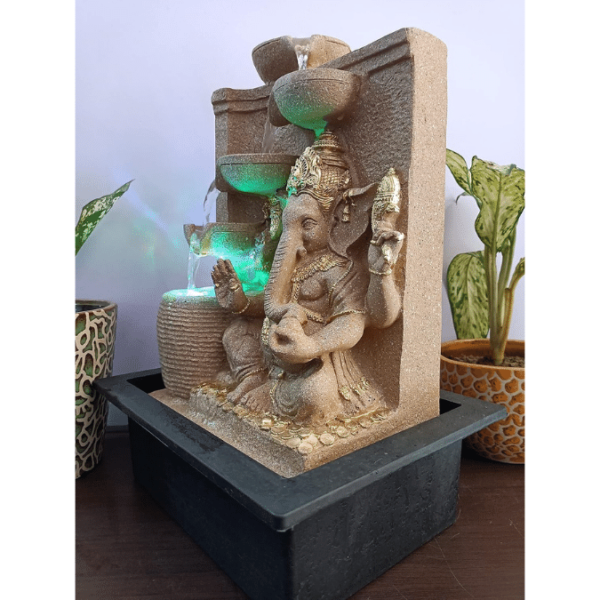 ganesha water fountain with led light for home office decor vastu