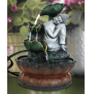 buddha water fountain with led light for home office decor vastu