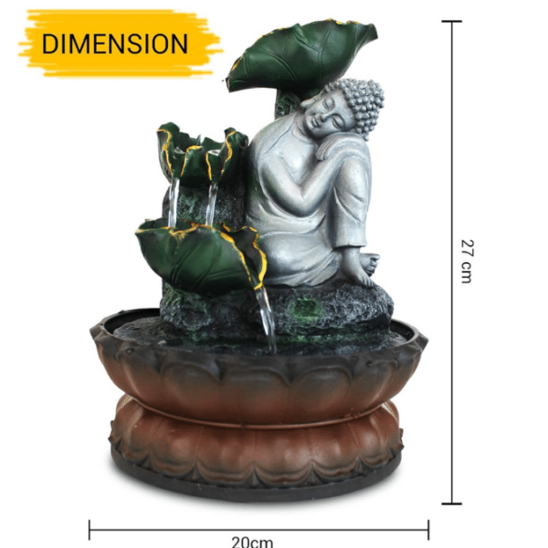 buddha water fountain with led light for home office decor vastu