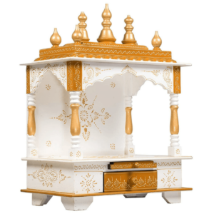 White and Golden wood mandir for home wooden office mandir small ooparwala