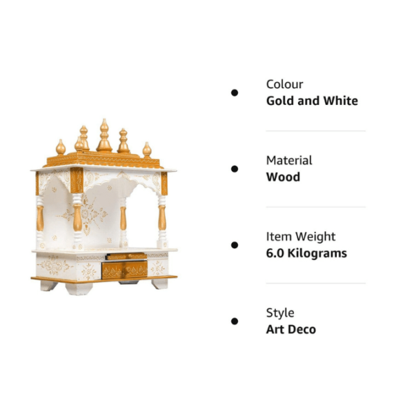 White and Golden wood mandir for home wooden office mandir small ooparwala