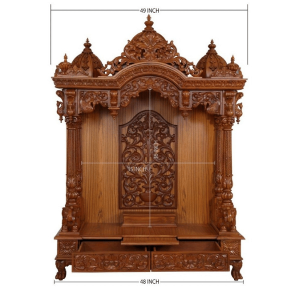 Brown Teak wood mandir for home wooden office mandir small ooparwala