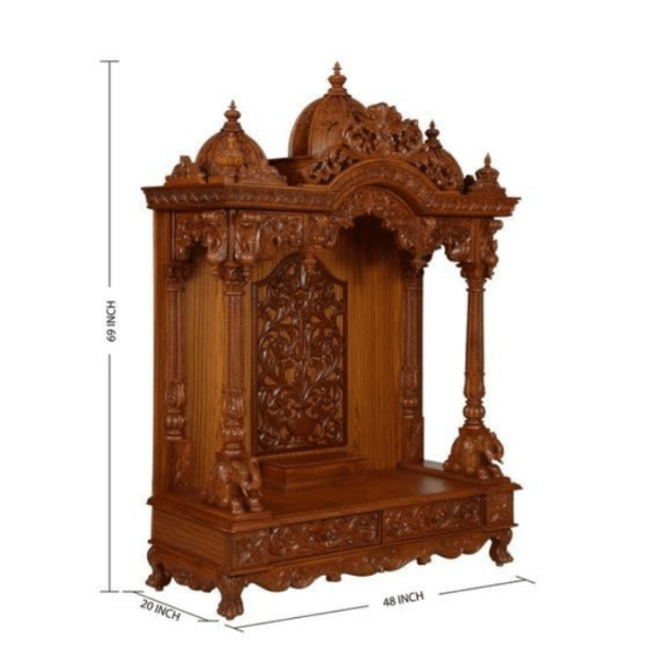 Brown Teak wood mandir for home wooden office mandir small ooparwala