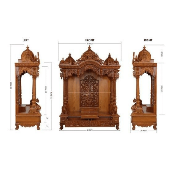 Brown Teak wood mandir for home wooden office mandir small ooparwala