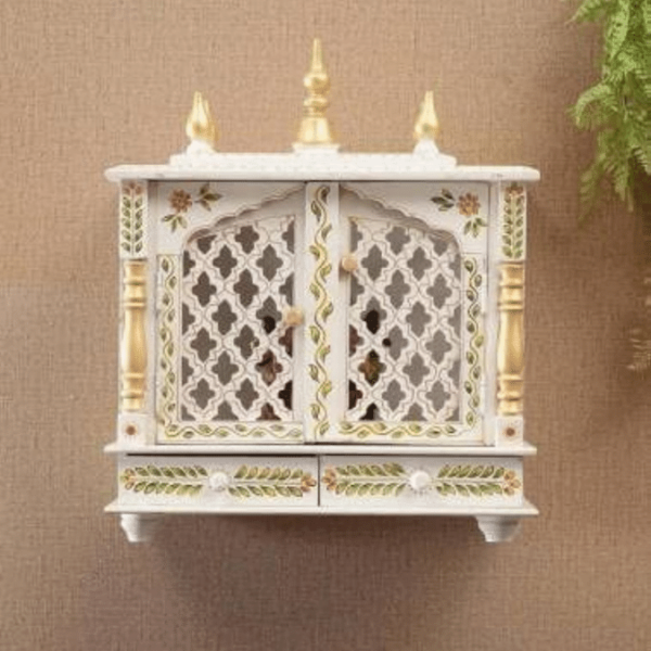 White wood mandir for home wooden office mandir small ooparwala