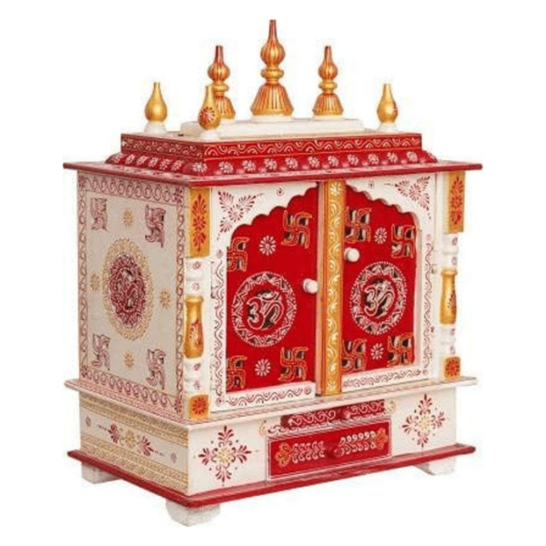 white and red mandir wooden office mandir small ooparwala