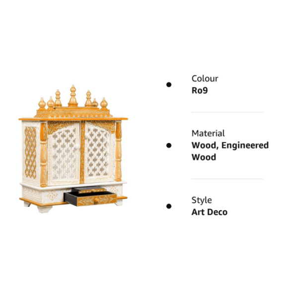 White and Golden Wood Mandir for home wooden office mandir ooparwala