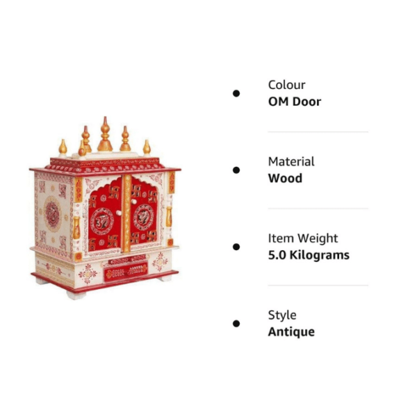 white and red mandir wooden office mandir small ooparwala